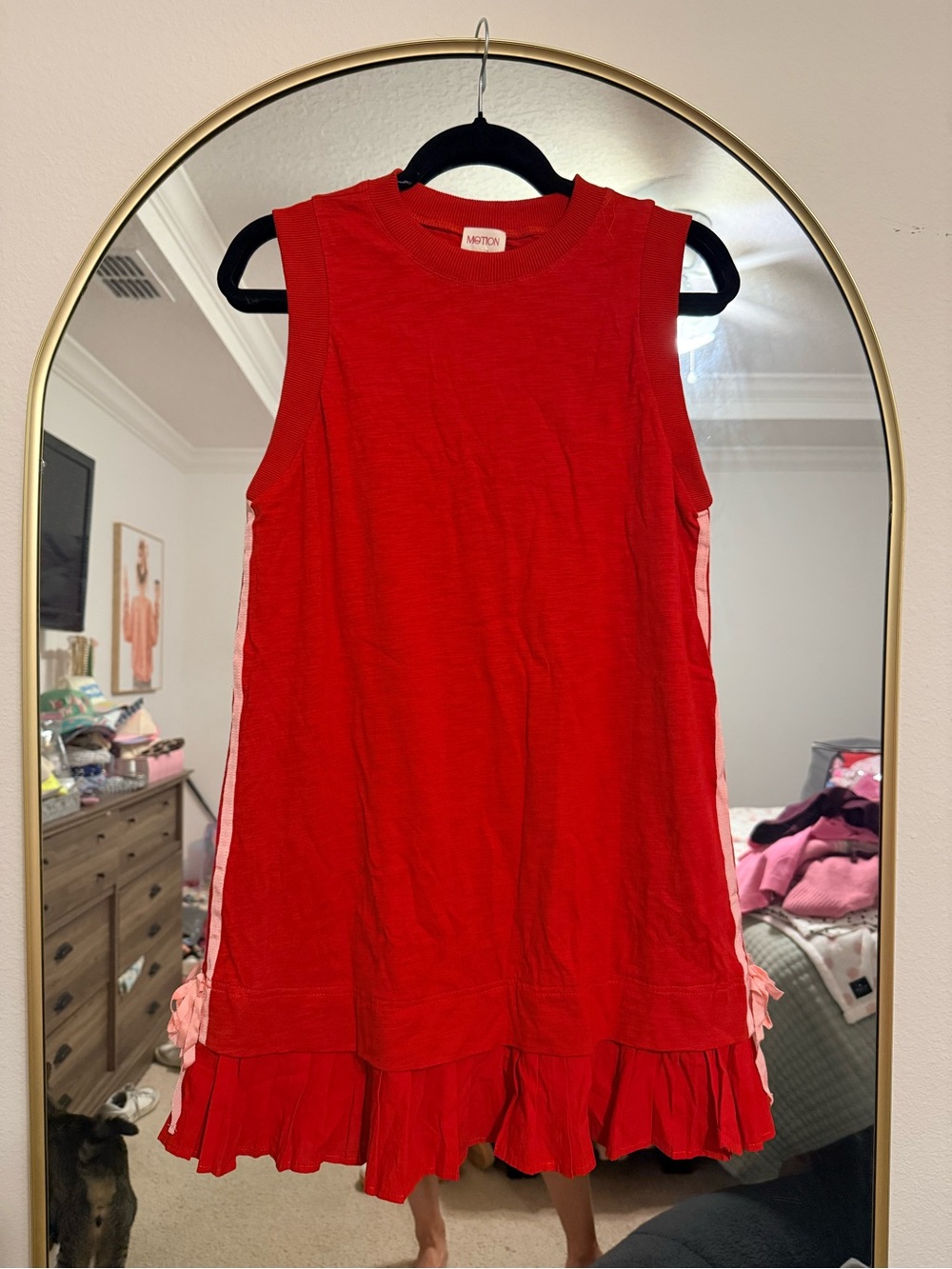 NWOT Motion Red Sleeveless Ruffle Hem Dress